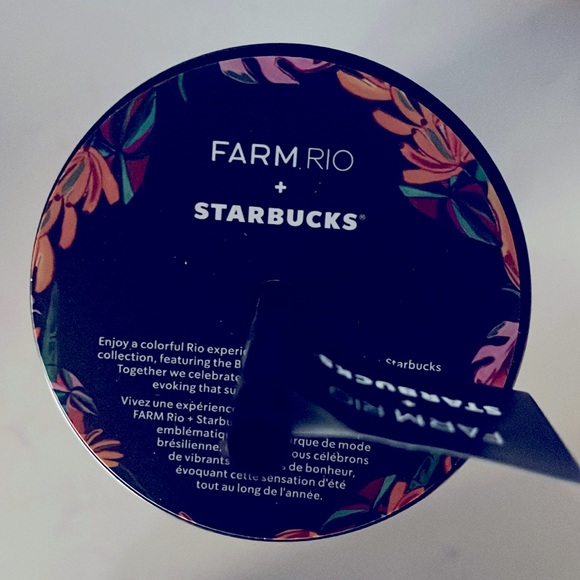 Starbucks x FARM Rio NWT Travel Tumbler Black Rainbow Brazil 24 Ounces - Picture 5 of 5